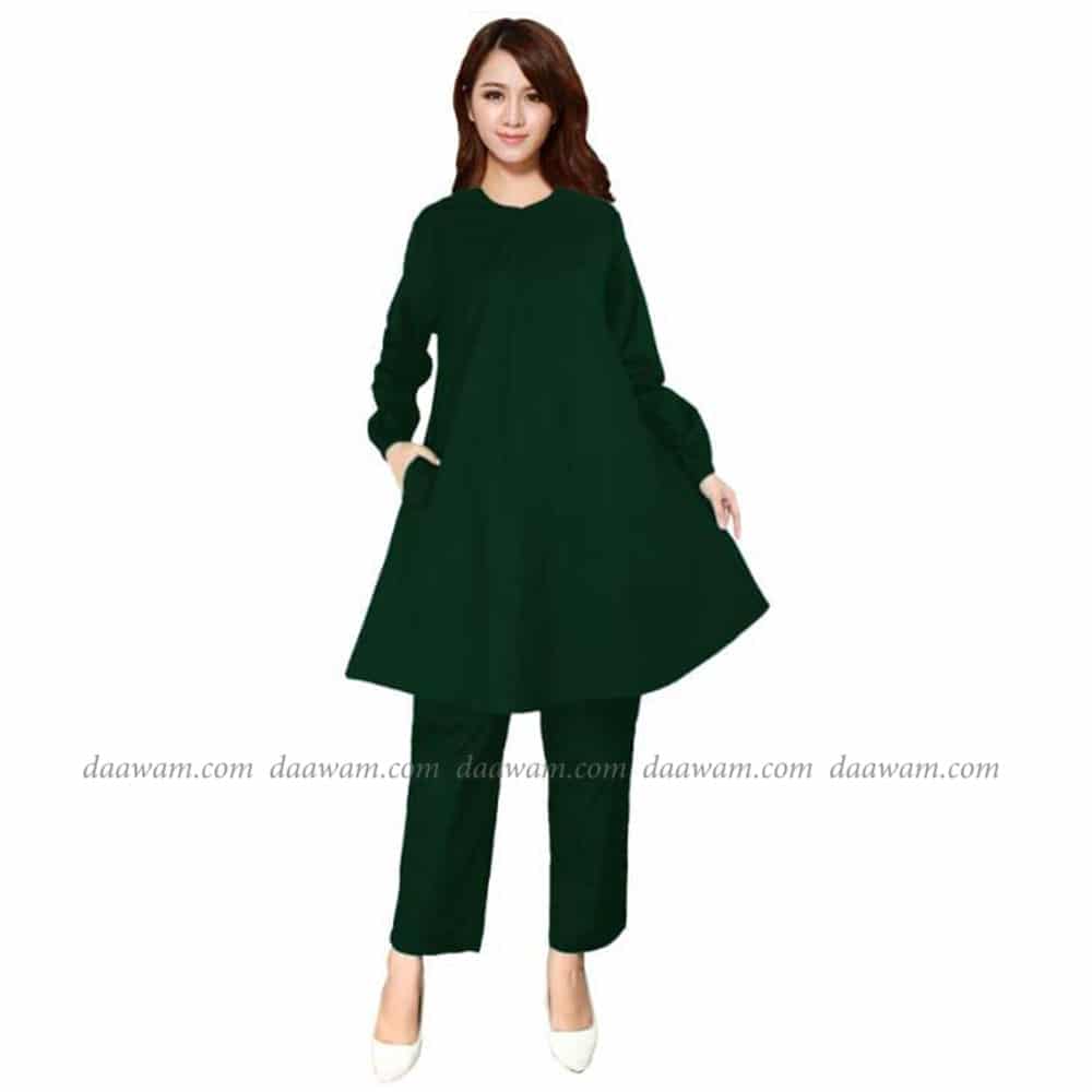 Tunik Setelan Celana Bahan Toyobo Warna Navy Tampak Depan
