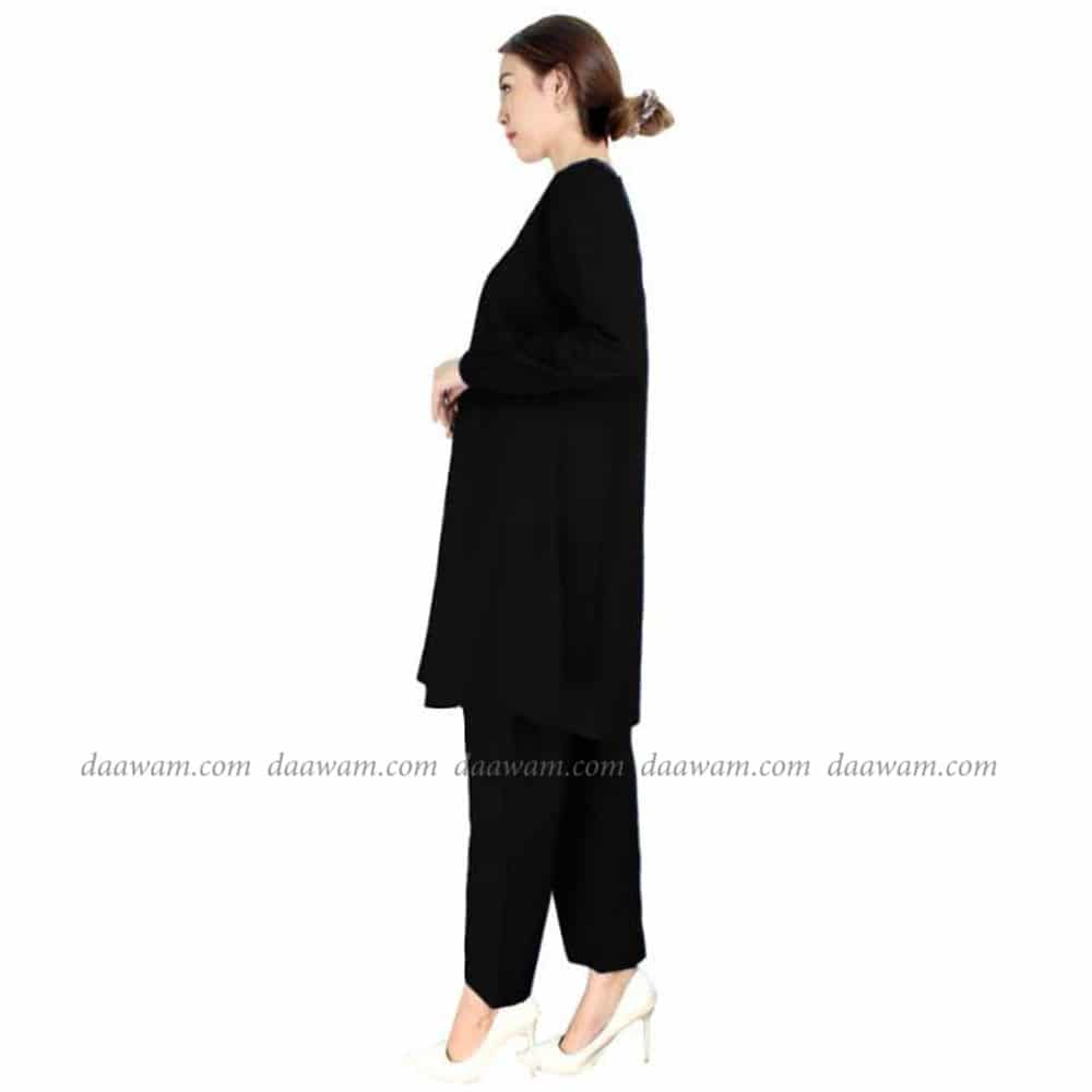 Tunik Setelan Celana Bahan Toyobo Warna Hitam Tampak Samping